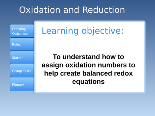 AS Oxidation Numbers and half equations