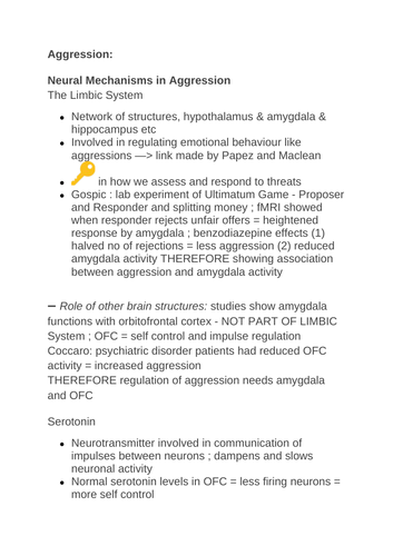 Aggression Revision Notes