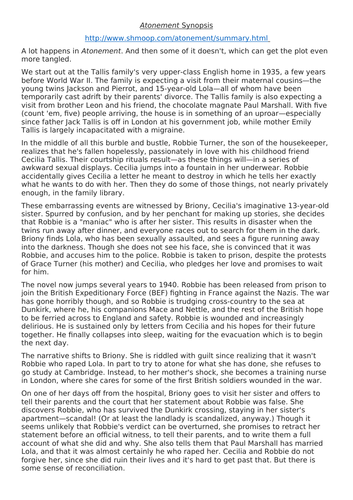 Atonement: AQA English Literature