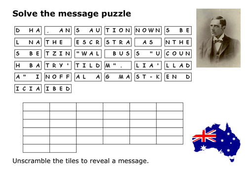 Solve the message puzzle about Waltzing Matilda