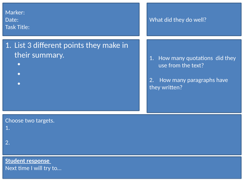 A Peer Assessment Sheet For Summarising Questions | Teaching Resources