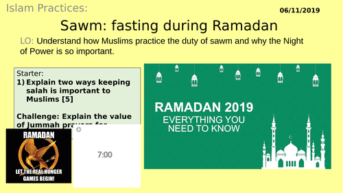 AQA GCSE RE RS - Islam Practices L3 Sawm / Ramadan