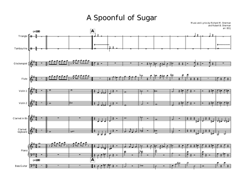 Mary Poppins Band Music for Intermediate level and Script