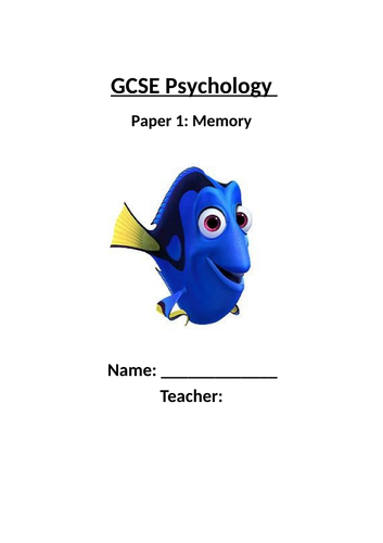 GCSE Psychology AQA New Spec 2017 Paper 1 Cognition & Behaviour - MEMORY - Student Work Booklet