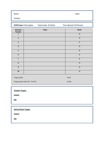 GCSE Psychology AQA New Spec 2017 Paper 1 Cognition & Behaviour - DEVELOPMENT - End of Topic Test
