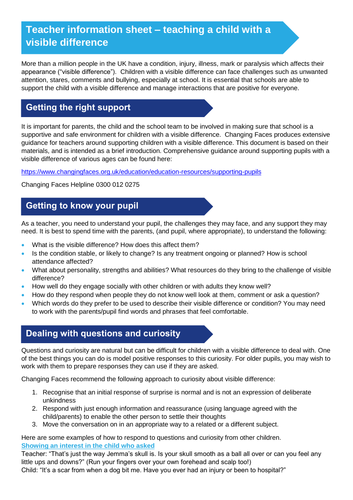 Teaching students with visible differences | Teaching Resources