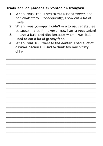 quand j'étais petit (e):  la nourriture