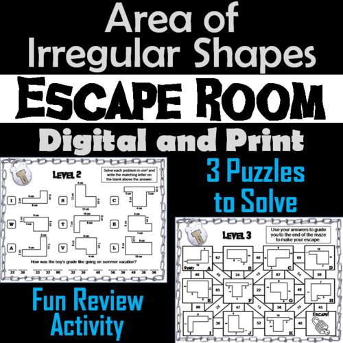 Area of Irregular Shapes Activity: Math Escape Room Geometry