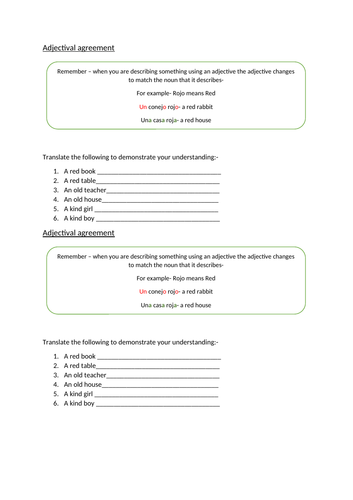 Spanish Pupil Response/ Feedback tasks