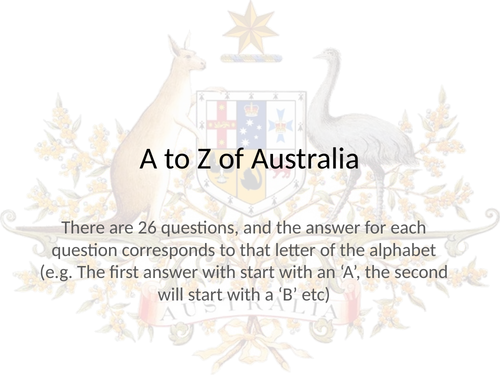 A to Z of Australia - End of Term Quiz