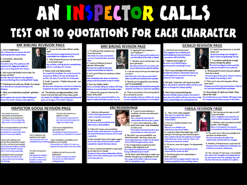 An Inspector Calls test on 10 quotations per character. 9-1 revision