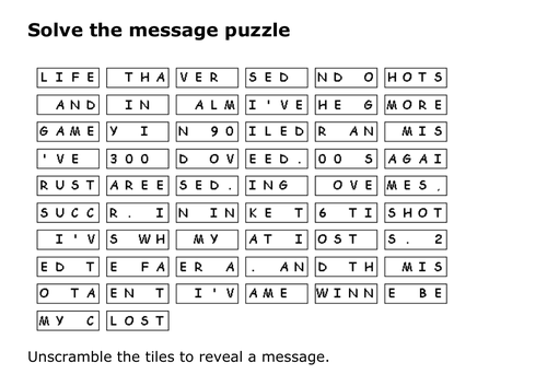 Solve the message puzzle from Michael Jordan