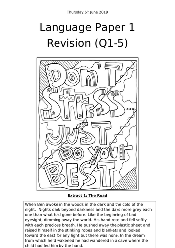 AQA Language Paper 1 Work Packs