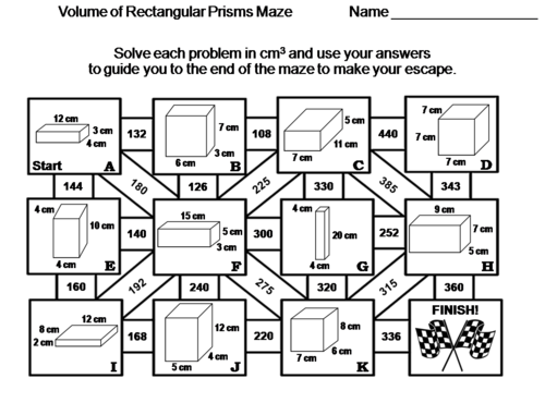 Volume of Rectangular Prisms Activity: Math Maze