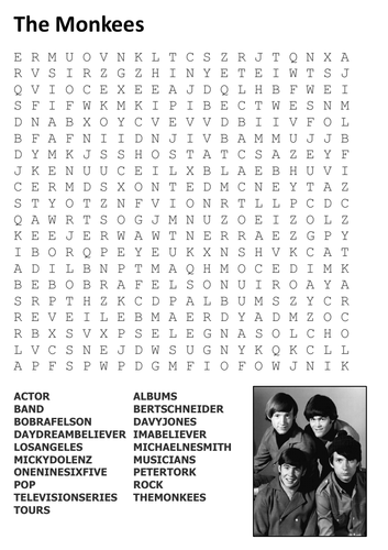 The Monkees Word Search