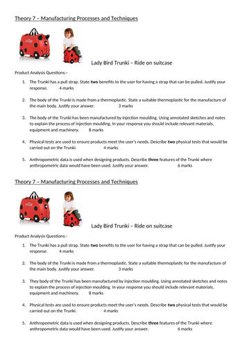 Product Design A Level Product Analysis Question OCR Theory 7