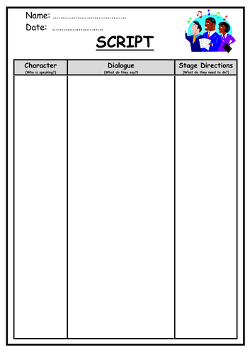 Play Script Template Teaching Resources