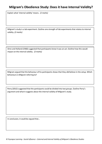 Discussing Milgram: Internal/External Validity