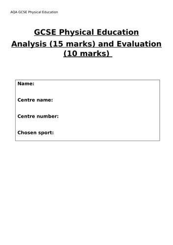 aqa gcse coursework pe