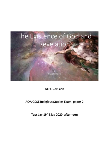 AQA Religious Studies Existence of God and Revelation Revision
