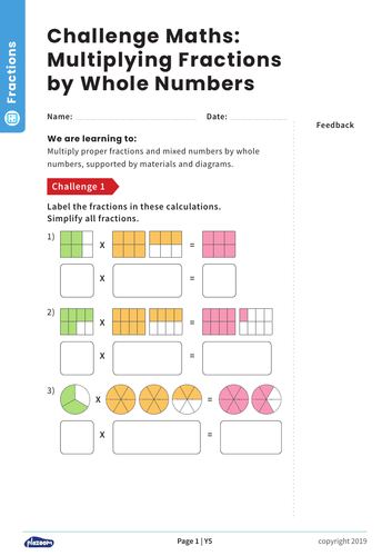 Multiplying Fractions by Whole Numbers: Y5 – Fractions – Maths Challenge