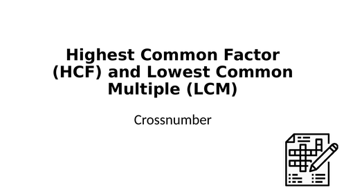 Crossnumber: Highest Common Factor (HCF) and Lowest Common Multiple (LCM)