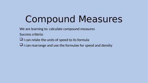 Compound Measures Lesson PPT