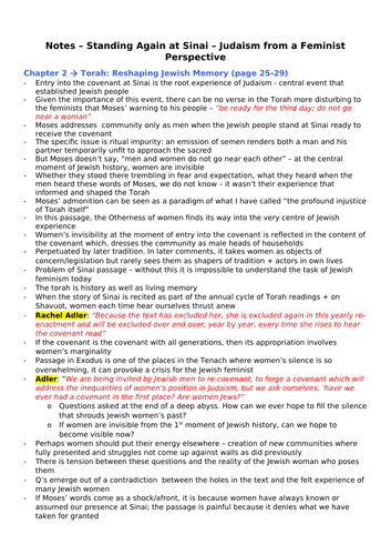 OCR A Level RS, Judaism- Feminism Topic 5 notes