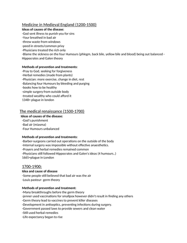 Edexcel History, medicine through time