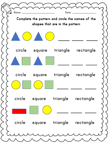 Year 1 2d shape patterns and names