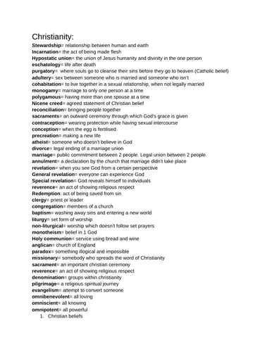 Christianity notes Gcse