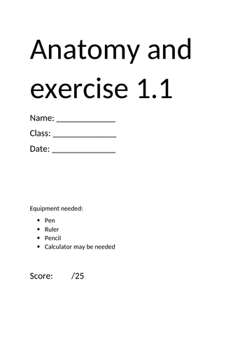 GCSE PE Anatomy and Exercise Assessment