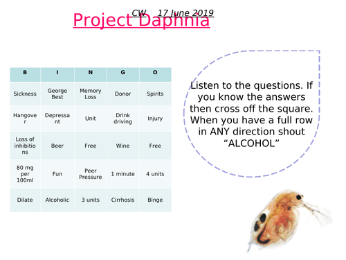 Investigating the effect of alcohol on Daphnia