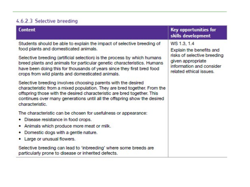 AQA Biology Selective Breeding 2016 onwards