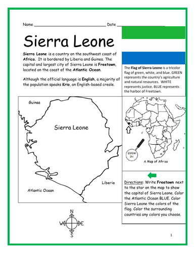 Sierra Leone - Introductory Geography Worksheet