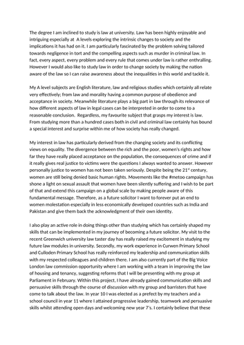george washington law school personal statement