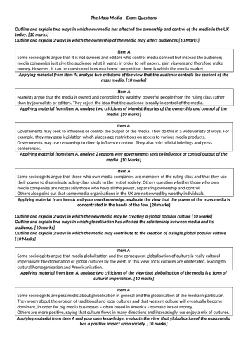 Mass Media Exam Questions