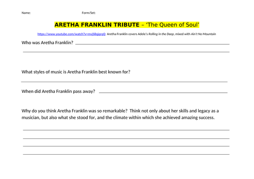 Aretha Franklin Tribute&Music for Occasions Listening