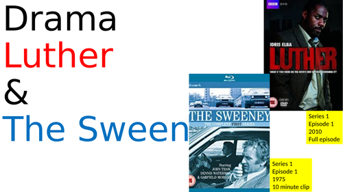 WJEC/Eduqas GCSE Media TV LUTHER and THE SWEENEY (101 slides)