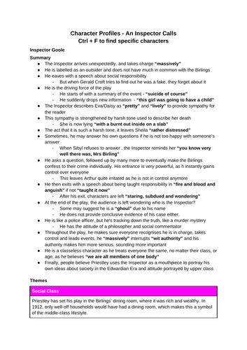 GCSE An Inspector Calls Revision Notes (AQA)