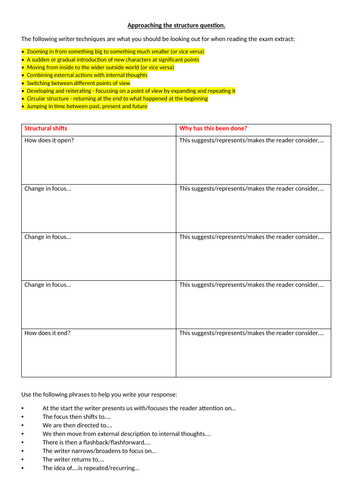 AQA Structure Question 3 Planning