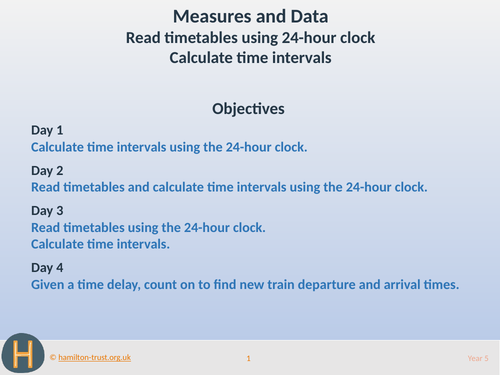 24-hr timetables; calculate time intervals - Teaching Presentation _ Year 5