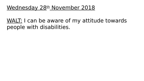 PSHE: Attitudes towards people with disabilities