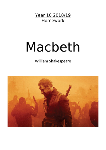 Homework booklet for Macbeth (Eduqas)
