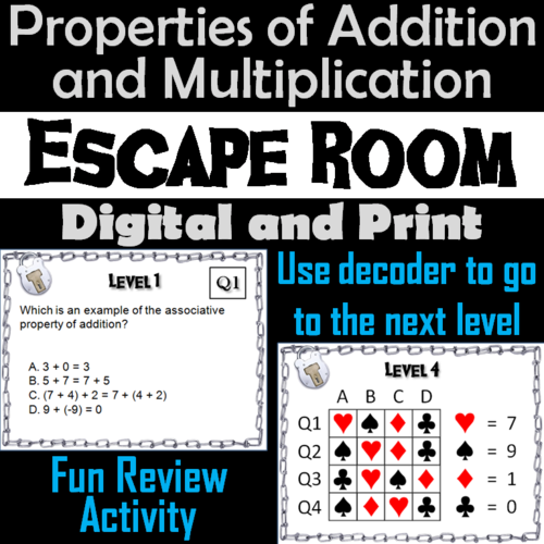 Properties of Addition and Multiplication Activity: Escape Room Math