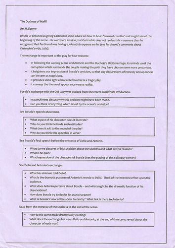 Duchess of Malfi notes Act 2 scene 1 analysis