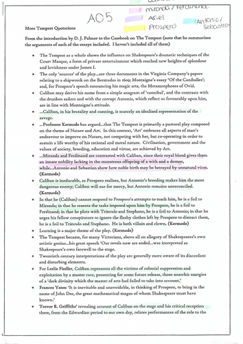 Tempest Critical interpretations (AO5)
