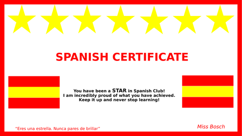Spanish Club Certificates
