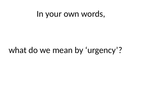 KS3, "The Adventure of the Speckled Band", Lesson 5, explaining how a sense of urgency is created