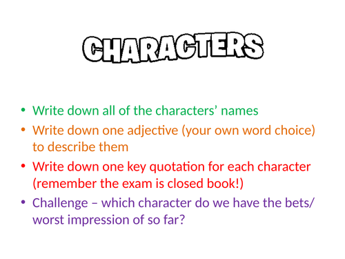 New AQA An Inspector Calls - Lesson 7 Character Analysis